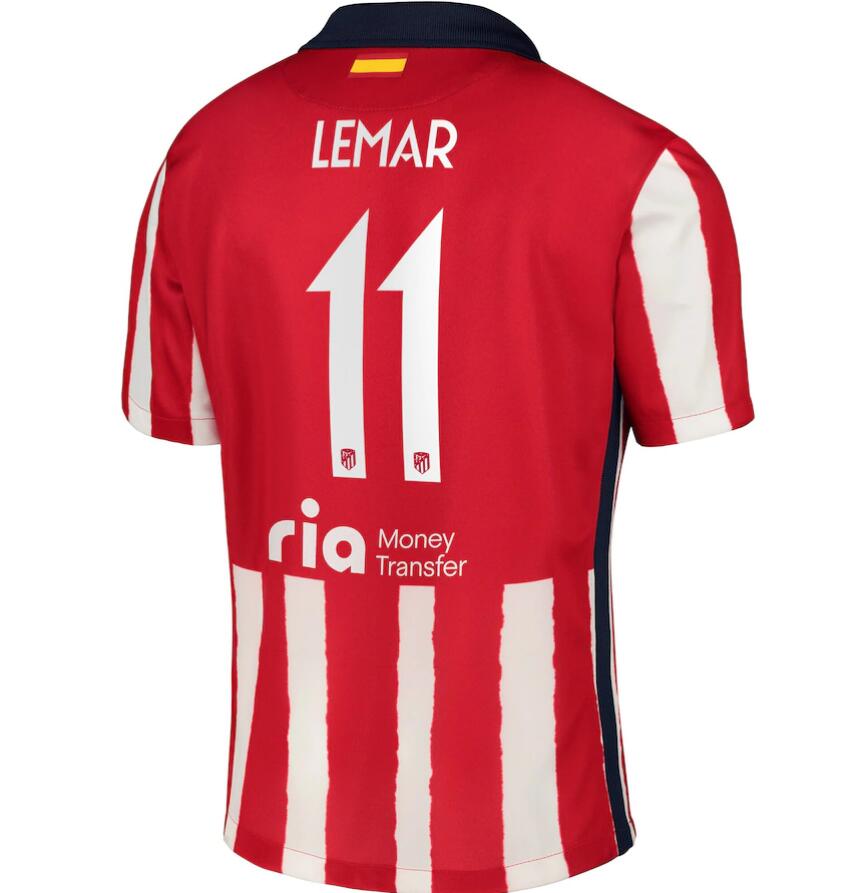 Atlético Madrid Metropolitano Home Kit Soccer Jersey with Lemar 11 printing 2020/21